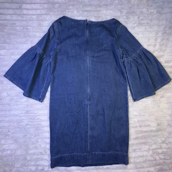 Ralph Lauren LRL Women's 6 Chambray Denim Bell Sleeve Shift Dress Festival 70's - Picture 9 of 14